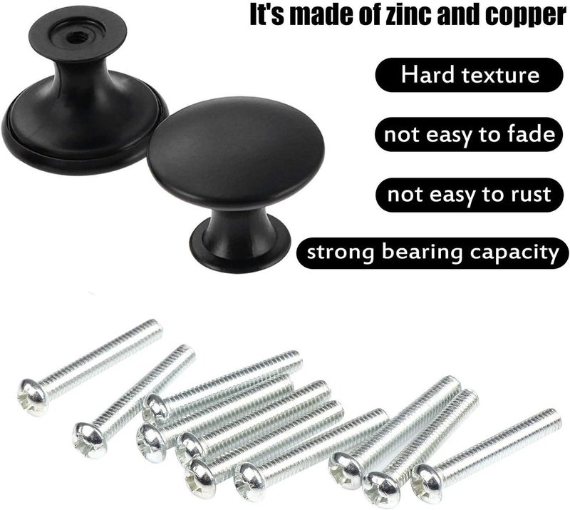 abcGoodefg 12 Pcs Vintage Antique Black Knobs Handle Pulls 30mm Brass Round Knobs for Cabinet Drawer Kitchen Bathroom Cupboard Home Office Furniture (Black) - Image 4