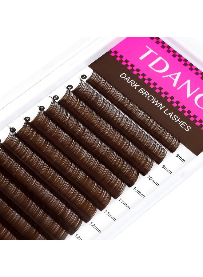 TDANCE Dark Brown Lash Extensions Colored Lash Extensions 0.03/0.05/0.07mm C/D Curl Premium Brown Lashes Salon Use Brown Eyelash Extensions(Dark Brown,0.05-D,8-15mm) - Image 2
