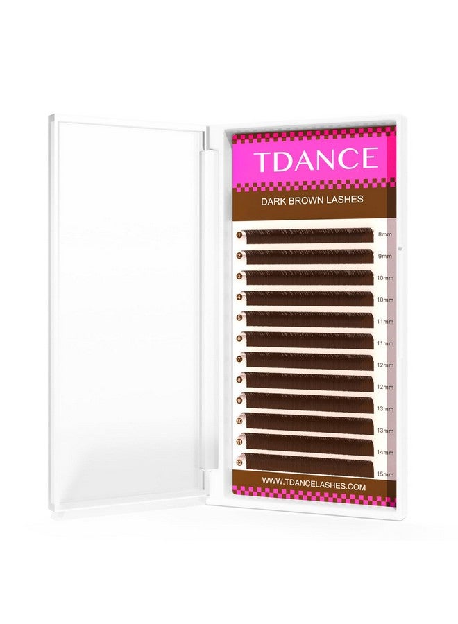 TDANCE Dark Brown Lash Extensions Colored Lash Extensions 0.03/0.05/0.07mm C/D Curl Premium Brown Lashes Salon Use Brown Eyelash Extensions(Dark Brown,0.05-D,8-15mm) - Image 1