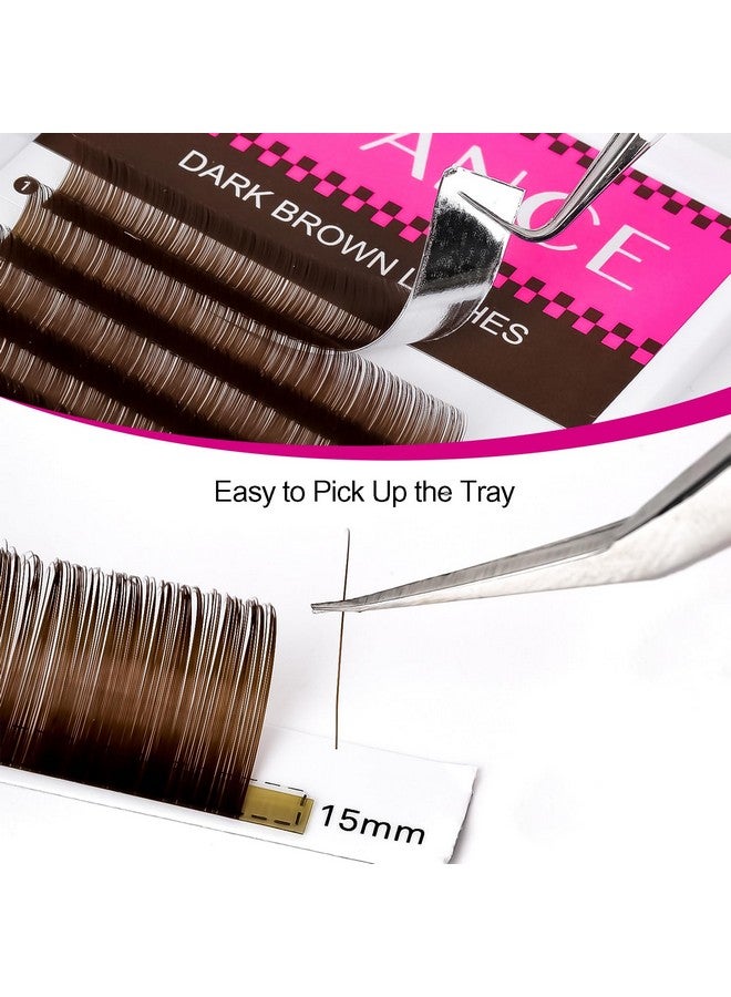 TDANCE Dark Brown Lash Extensions Colored Lash Extensions 0.03/0.05/0.07mm C/D Curl Premium Brown Lashes Salon Use Brown Eyelash Extensions(Dark Brown,0.05-D,8-15mm) - Image 4