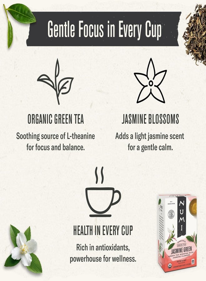 نومي شاي نومي الأخضر العضوي بالياسمين، 18 كيس شاي خالٍ من الجزيئات البلاستيكية الدقيقة - Image 3