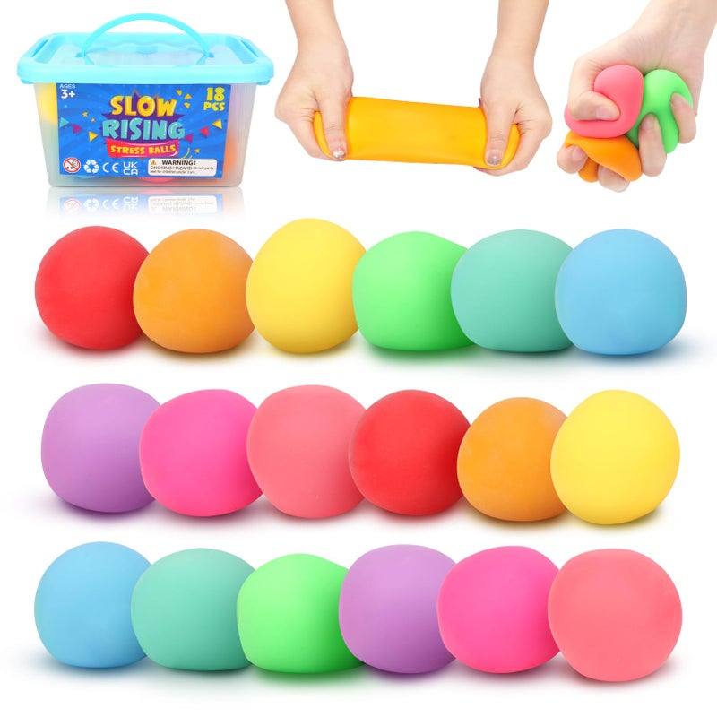 OLEOLETOY Squishy Stress Balls Fidget Toys: 18 Pack Mini Stress Balls for Kids and Adults  Soft Dough Balls Squishy Fidget Toys  Slow Rising Squishy Ball for Party Favors  Classroom Prize  Travel Toy Gift - Image 1