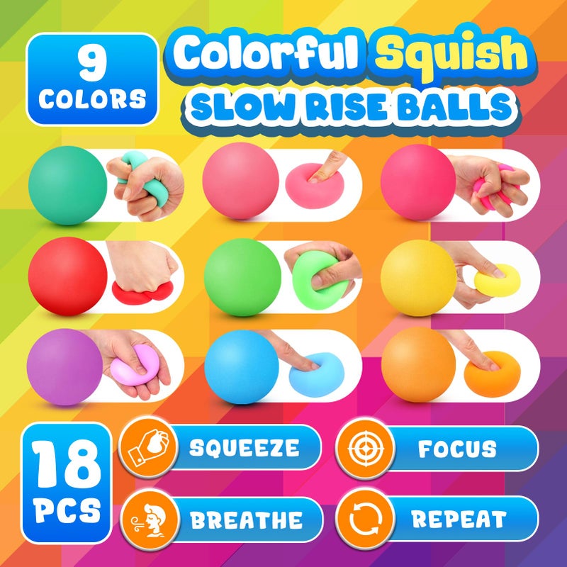 OLEOLETOY Squishy Stress Balls Fidget Toys: 18 Pack Mini Stress Balls for Kids and Adults  Soft Dough Balls Squishy Fidget Toys  Slow Rising Squishy Ball for Party Favors  Classroom Prize  Travel Toy Gift - Image 4