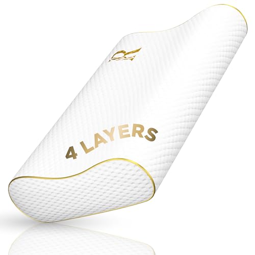 Royal Therapy Memory Foam Pillows Cervical Pillow 4Layer King Contour Pillow Side Sleeper Pillow Orthopedic Pillow Neck Support Pillow Pillow for Neck Pain Pillow for Side Sleepers CertiPURUS 