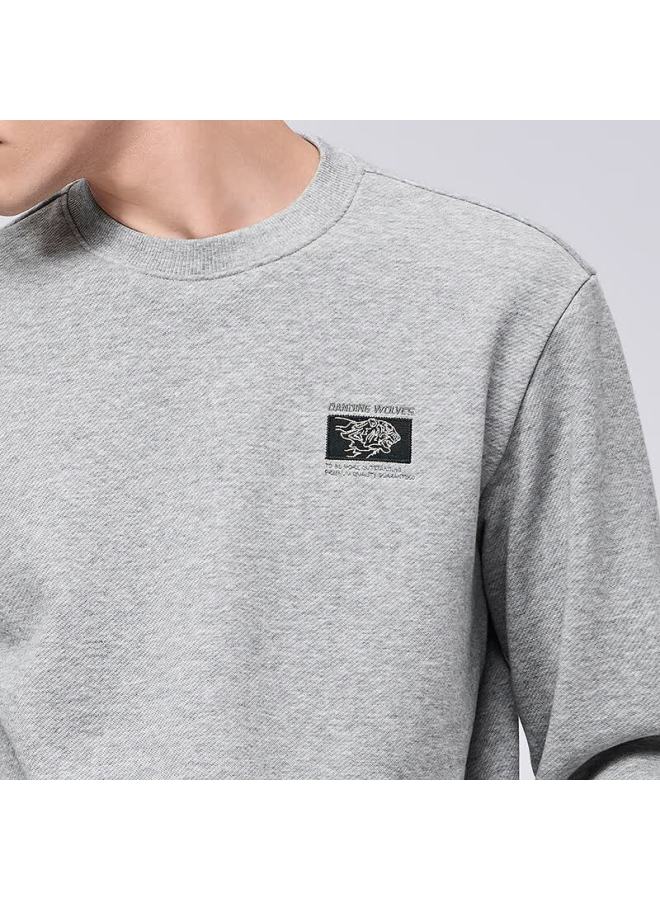 Dancing Wolves Infrared Heating Embroidered Fleece Lined Thermal Sweatshirt For Men 004 Heather Gray M - Image 3