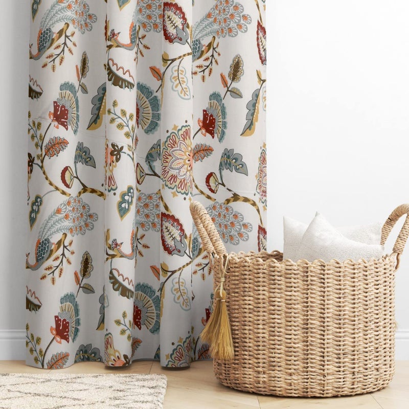 CHICERY Floral Printed Cotton Curtains for Long Door 9 Feet Set of 2 Room Darkening Canvas Curtains for Home Decor with Stainless Steel Rings Long Door 9 FeetBel Patti - Image 2