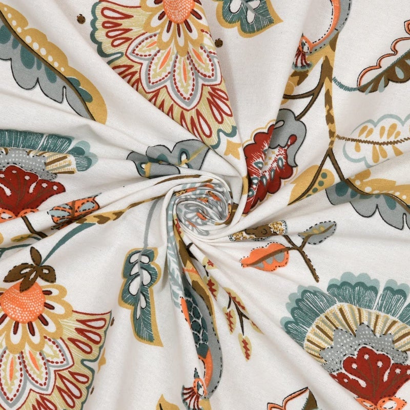 CHICERY Floral Printed Cotton Curtains for Long Door 9 Feet Set of 2 Room Darkening Canvas Curtains for Home Decor with Stainless Steel Rings Long Door 9 FeetBel Patti - Image 5