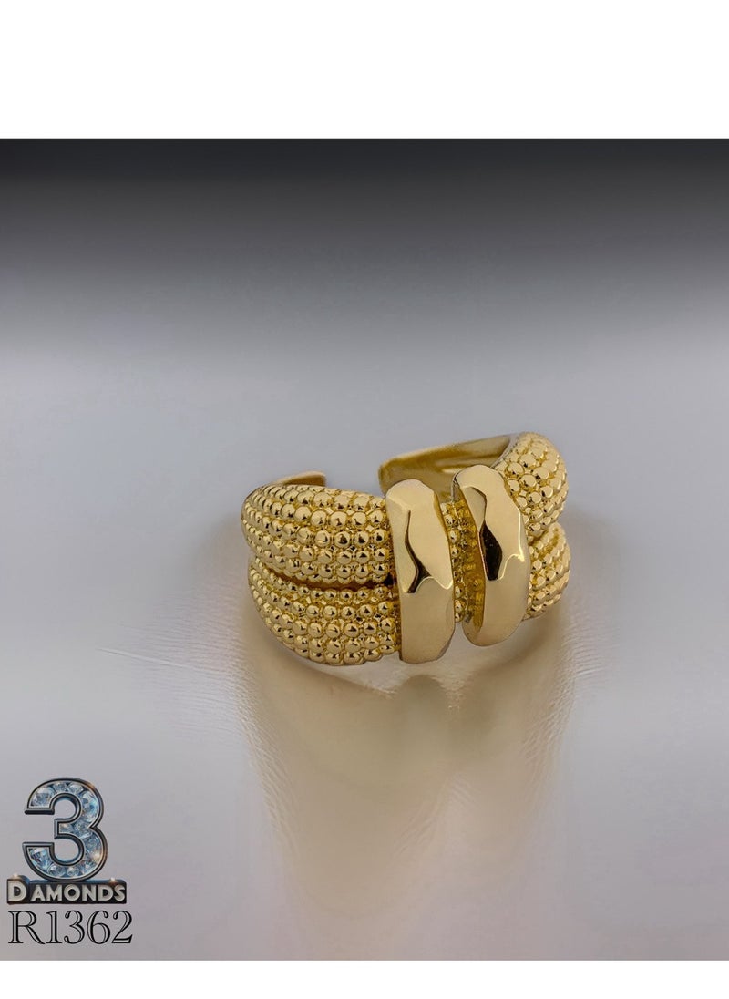 3Diamonds - Women's Ring, Gold Plated, High Quality With Sparkling Zircon - Image 1