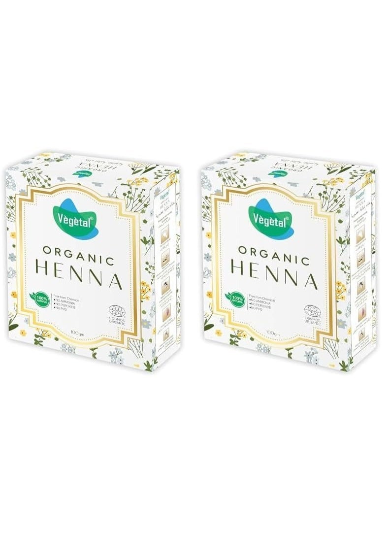فيجيتال مسحوق الحناء النباتي العضوي المعتمد، لتلوين الشعر بشكل طبيعي، ومنع الشيب المبكر وحماية الشعر من التلف الناتج عن صبغات الشعر الكيميائية - 100 غرام (عبوة من قطعتين) - Image 1