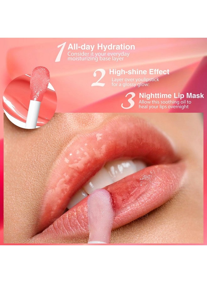 BANGFENG 2Pack Big Brush Head Hydrating Lip Glow Oil Plumping Lip Tint, Hydrating Lip Gloss Tinted Lip Balm Transparent Lip Care, Long Lasting Nourishing Non-Sticky Fresh Texture (Strawberry + Raspberry) - Image 2