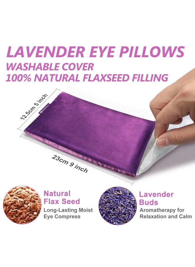 RelaxCoo Lavender Eye Pillow for Relaxation, Yoga, Sleeping, Weighted Eye Mask Heated for Headache, Sinus, Dry Eyes Relief, Moist Heat Eye Compress, Meditation Accessories with Aromatherapy, Pack of 2 - Image 2
