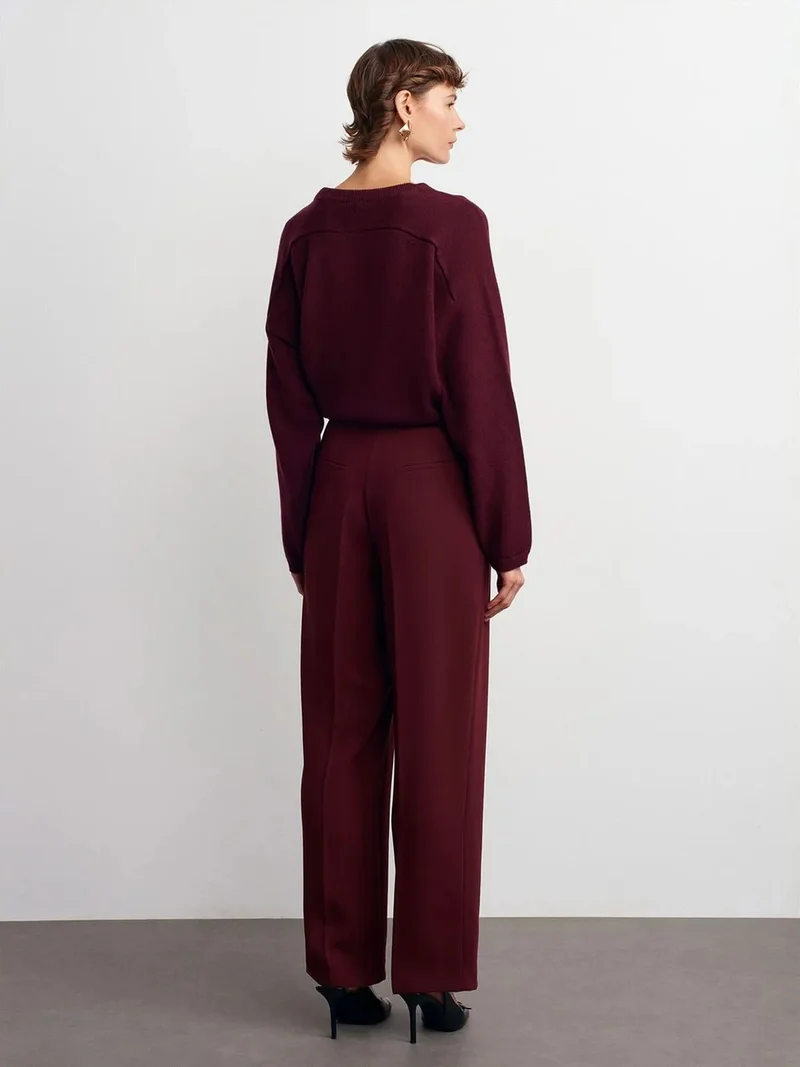 ديلفين Dilvin High-waist Wide-leg Crepe Trousers
