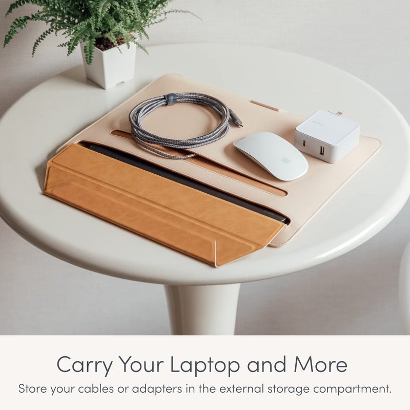 Moshi Muse Laptop Sleeve with Folding Stand for 13" MacBook/Laptop, Ergonomic 15-Degree Convertible Stand, Vegan Leather, Zipper-Less Magnetic Design, Microfiber Inner Lining, Jet Black - Image 3