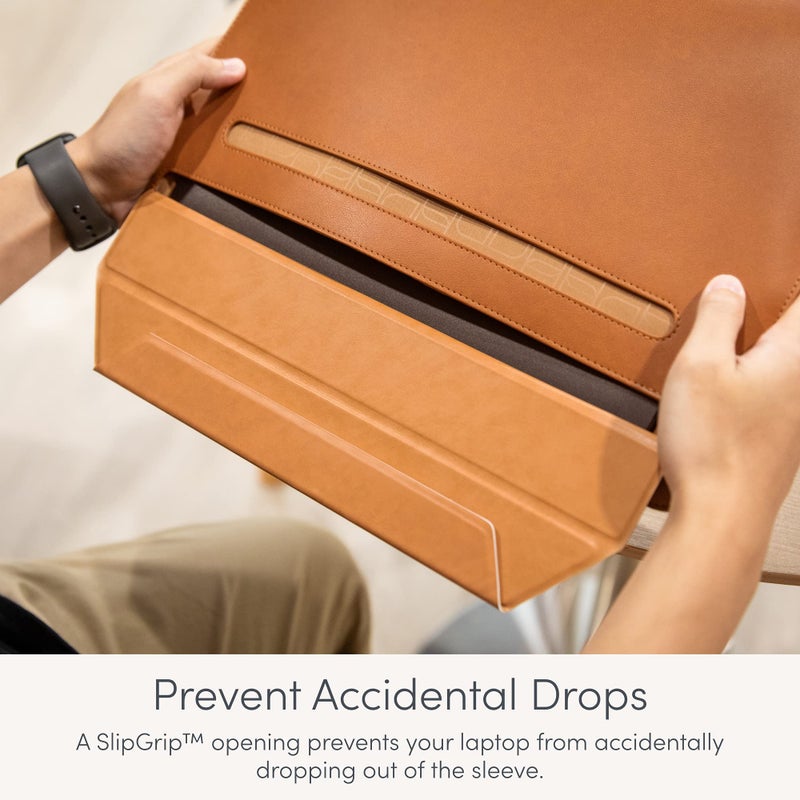 Moshi Muse Laptop Sleeve with Folding Stand for 13" MacBook/Laptop, Ergonomic 15-Degree Convertible Stand, Vegan Leather, Zipper-Less Magnetic Design, Microfiber Inner Lining, Jet Black - Image 4