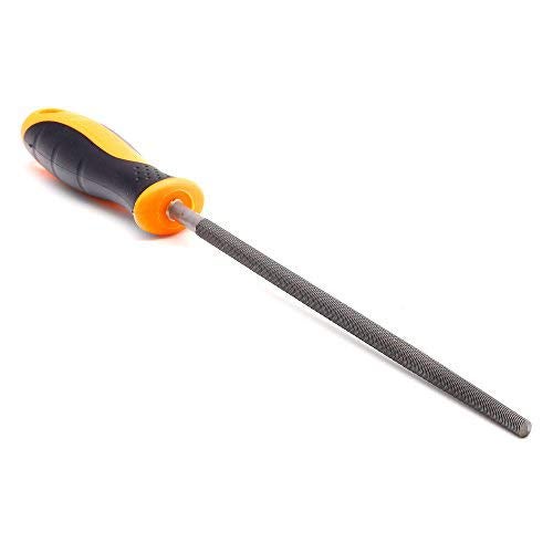 FINDER Bastard Cut Mill File, 8" Inch Round File with High Carbon Hardened Steel, Ergonomic Grip, Plastic Handle, Hand File for Deburring and Removing Material Ideal for Wood, Metal, Plastic - Image 5