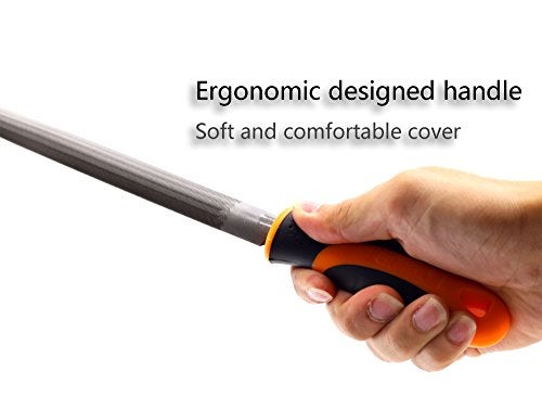 FINDER Bastard Cut Mill File, 8" Inch Round File with High Carbon Hardened Steel, Ergonomic Grip, Plastic Handle, Hand File for Deburring and Removing Material Ideal for Wood, Metal, Plastic - Image 3