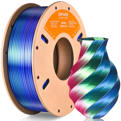 ERYONE Silk Tri Color PLA Filament 3D Printer 1.75mm +/- 0.03mm, Multicolor Filament Tricolor PLA 250g(0.55lbs) Cardboard Spool, Red Blue Green - Image 1