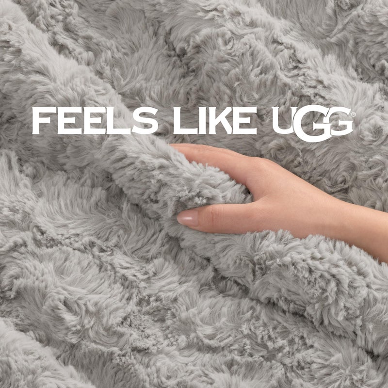 UGG Adalee Faux Fur Throw Blanket for Couch, Cozy Fuzzy Blanket for Chair or Bed, Easy Care Reversible Fluffy Throw, Luxury Home Decor, 50-inch x 70-inch, Seal Grey - Image 3