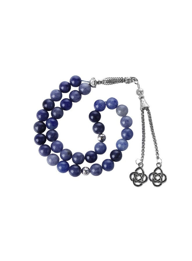 Fabienne Prayer Beads 33 Natural Stone Blue Aventurine Tasbih 8mm with Gift Box and Metallic Tassel Ideal for Gift Ramadan Hajj Umrah Eid Blue/Silver - Image 2