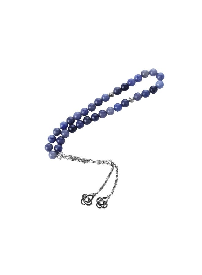 Fabienne Prayer Beads 33 Natural Stone Blue Aventurine Tasbih 8mm with Gift Box and Metallic Tassel Ideal for Gift Ramadan Hajj Umrah Eid Blue/Silver - Image 3