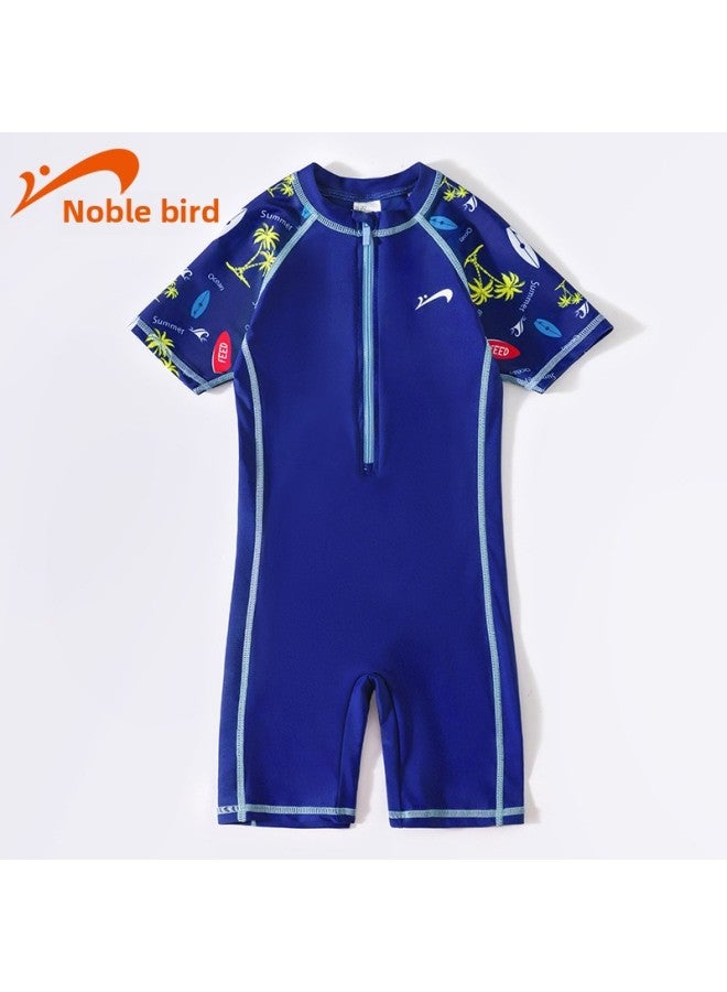 إسكدنيا ملابس سباحة للأطفال من نوبل بيرد، قطعة واحدة، ملابس سباحة للأطفال عليها رسوم متحركة، ملابس سباحة للطلاب ربيع حار سريعة الجفاف، بالجملة - اللون: 9914 شجرة جوز الهند الزرقاء - - Image 1