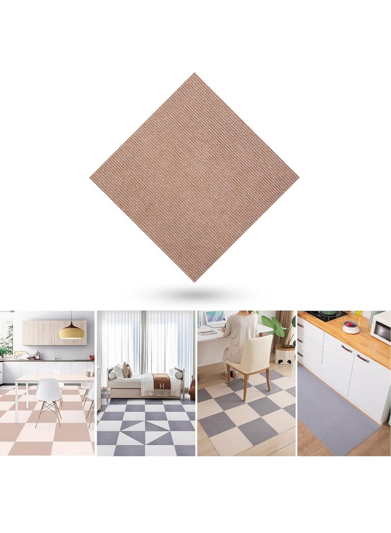 Area Rug for Baby's Room 10 PCS 30x30 Cm Spliceable Floor Mats Machine Washable Color Blocking DIY Blanket for Living Room Bedroom Bathroom Kitchen Floor Anti-Slip Mat (Camel) - Image 1