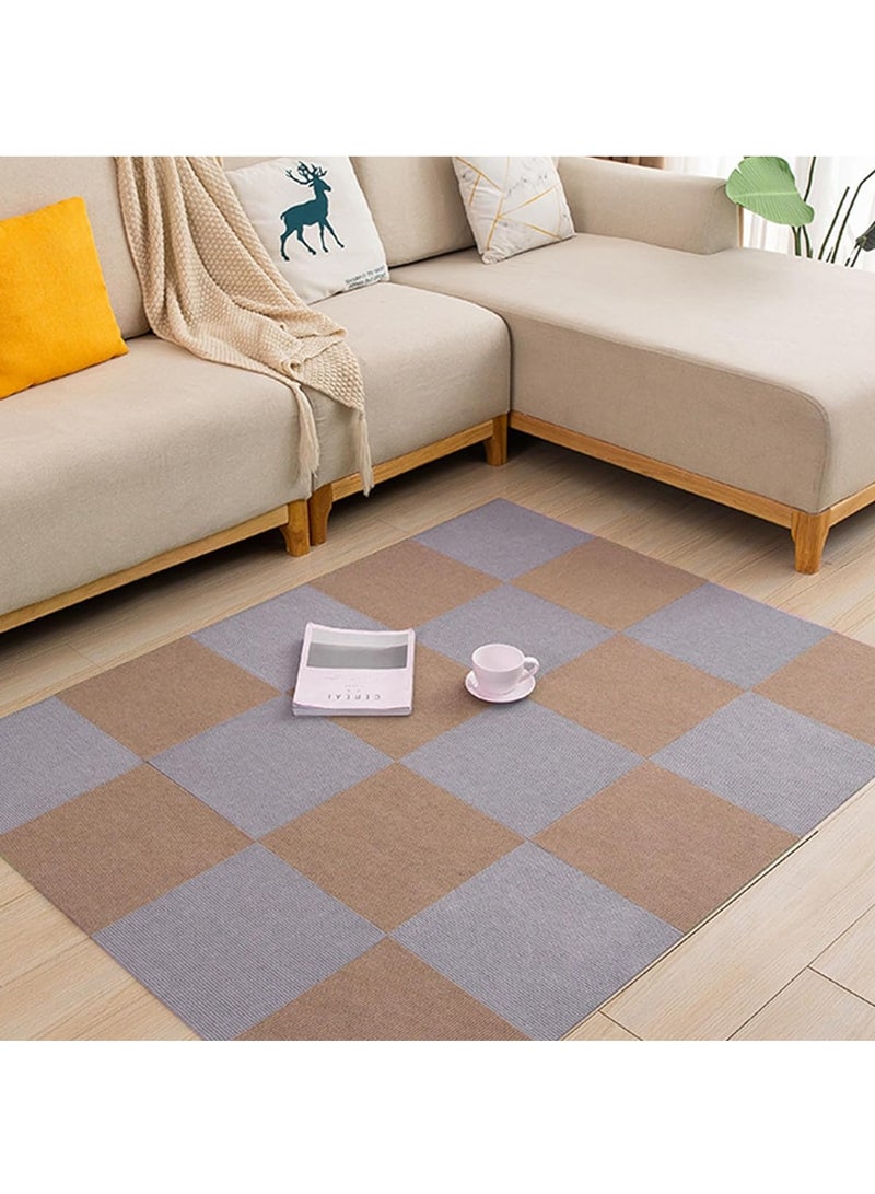 Area Rug for Baby's Room 10 PCS 30x30 Cm Spliceable Floor Mats Machine Washable Color Blocking DIY Blanket for Living Room Bedroom Bathroom Kitchen Floor Anti-Slip Mat (Camel) - Image 2