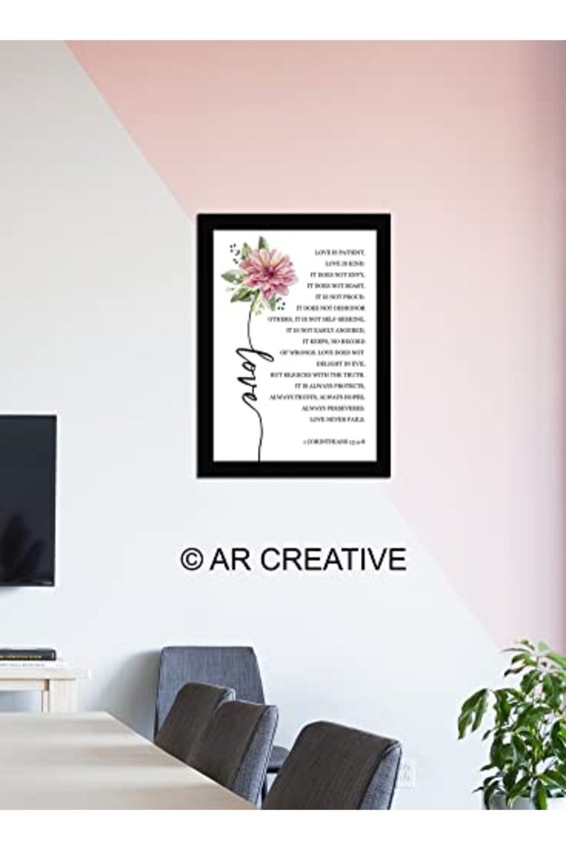 AR Creative Love Is Patient - Bible Verse Wall Photo Framed Wall Poster, Bible Quotes Print with Frame, Home, Office Decor, Bible Quotes Poster (13.6 inch x 10.2 inch) - Image 2