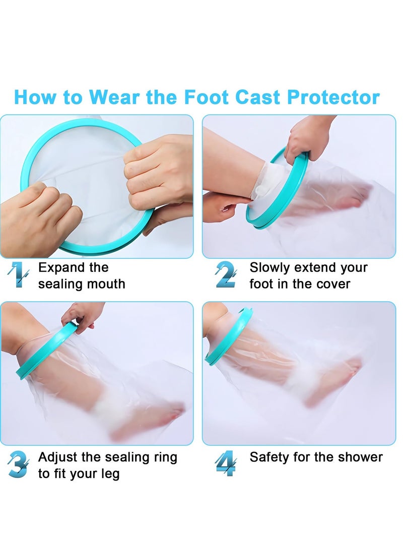 DUNISO Leg Cast Cover For Shower Waterproof PVC Foot Protector Adults Full Leg Watertight Bandage Cast Bag Extra Long Reusable Shower Bag For Surgery Thigh Ankle Knee Bath (100 * 48cm)  - Image 5