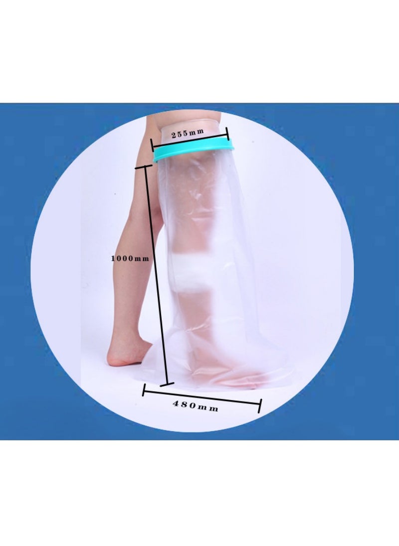 DUNISO Leg Cast Cover For Shower Waterproof PVC Foot Protector Adults Full Leg Watertight Bandage Cast Bag Extra Long Reusable Shower Bag For Surgery Thigh Ankle Knee Bath (100 * 48cm)  - Image 2