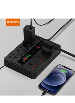 Recci 6 AC 5 USB & USB-C PD Multiport Socket - Black- PD-FWCH003-BK  - Image 4
