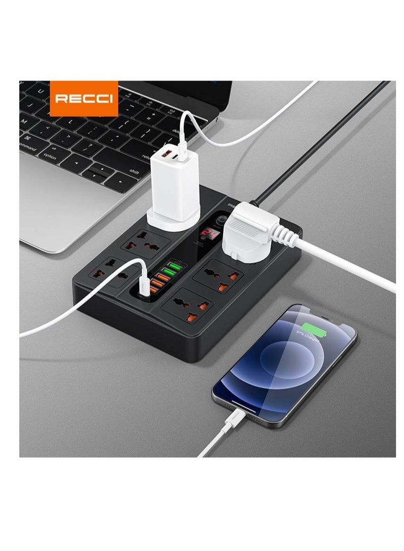 Recci 6 AC 5 USB & USB-C PD Multiport Socket - Black- PD-FWCH003-BK - Image 5