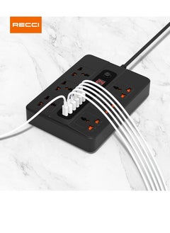 Recci 6 AC 5 USB & USB-C PD Multiport Socket - Black- PD-FWCH003-BK  - Image 3