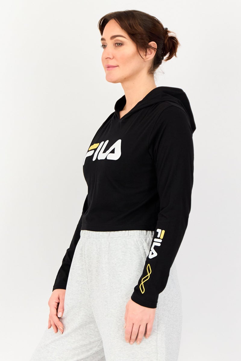 FILA ملابس رياضية نسائية بأكمام طويلة مناسبة، خارجية، سوداء - Image 2