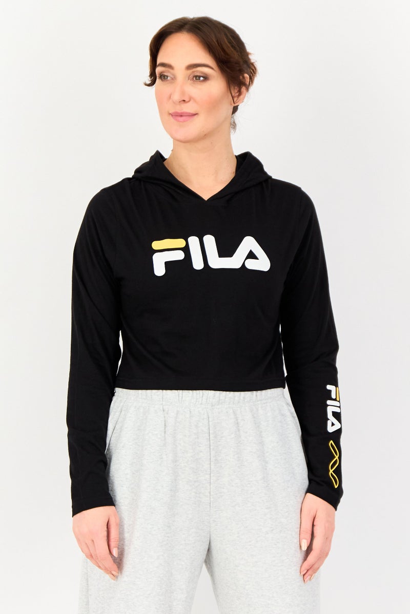 FILA ملابس رياضية نسائية بأكمام طويلة مناسبة، خارجية، سوداء - Image 1