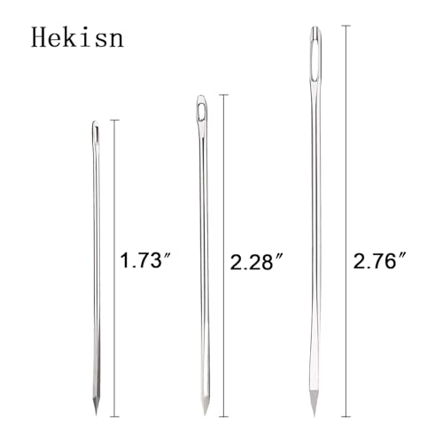 Hekisn Professional Large-Eye Leather Stitching Needle with 3 Different Sizes for Leather Projects with Storage Container (12 Pieces) - Image 3