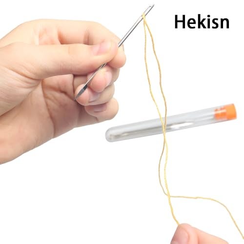 Hekisn Professional Large-Eye Leather Stitching Needle with 3 Different Sizes for Leather Projects with Storage Container (12 Pieces) - Image 4