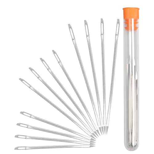 Hekisn Professional Large-Eye Leather Stitching Needle with 3 Different Sizes for Leather Projects with Storage Container (12 Pieces) - Image 1