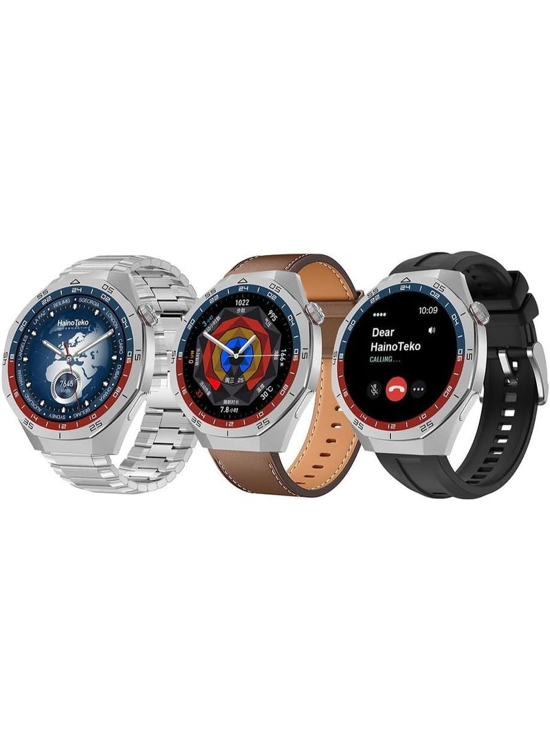 Haino Teko Germany GT5 Pro Smartwatch RW-65 – Large AMOLED Display, Built-in Voice Assistant, 3 Premium Straps & Wireless Charging – Designed for Men - Image 1