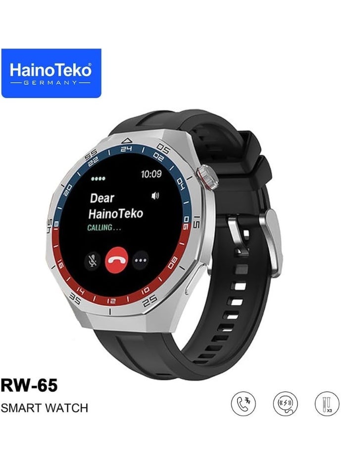 Haino Teko Germany GT5 Pro Smartwatch RW-65 – Large AMOLED Display, Built-in Voice Assistant, 3 Premium Straps & Wireless Charging – Designed for Men - Image 2