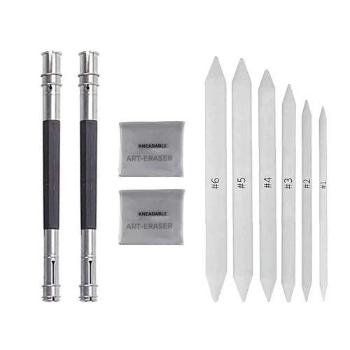 ARROLLIANT 10-Piece Sketching Tools Kit – Blending Stumps, Tortillions, Pencil Extender, Kneaded Eraser for Charcoal and Graphite Drawing - Image 1