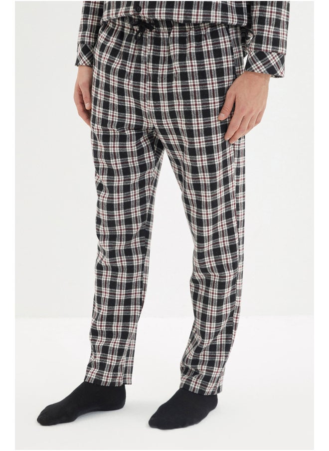 trendyol - Black Men's Regular Fit Plaid Weave Pajamas Set. - Image 1