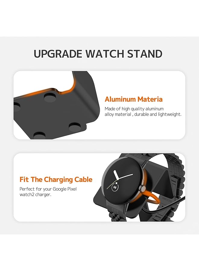 erorex Charging Stand Compatible For Google Pixel Watch 3 Pixel Watch 2 Charger Stand Aluminum Metal Dock For Fitbit Ace Lte Charger Pixel Watch 3 Charger For Google Pixel Watch 3 Accessories Black  - Image 4