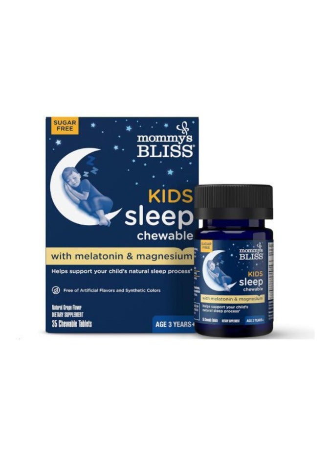 Mommy's Bliss Kids Sleep Chewable, Melatonin + Magnesium, Kids 3 Yrs+, Natural Grape, 35 Chewable Tablets - Image 1