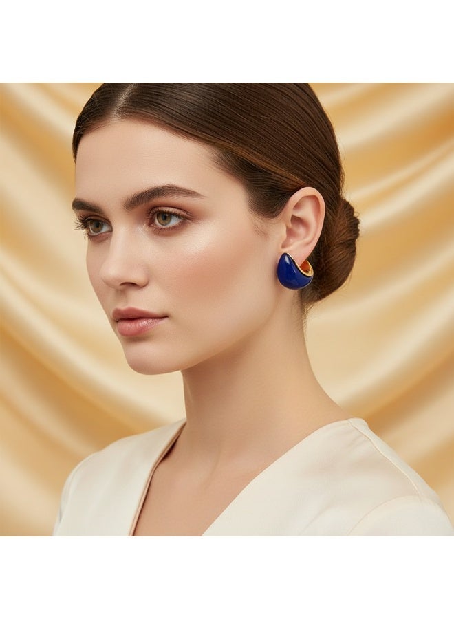 AMETOER French Style Stainless Steel Earrings for Women | 18K Gold-Plated High-End Versatile Niche Design Studs - Image 3