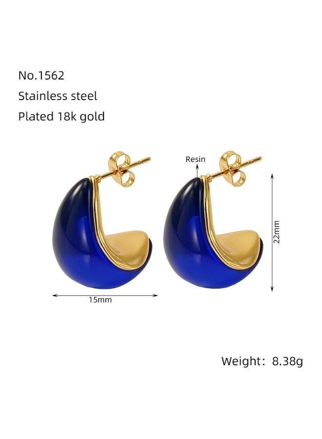 AMETOER French Style Stainless Steel Earrings for Women | 18K Gold-Plated High-End Versatile Niche Design Studs - Image 5