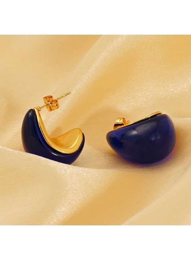 AMETOER French Style Stainless Steel Earrings for Women | 18K Gold-Plated High-End Versatile Niche Design Studs - Image 4