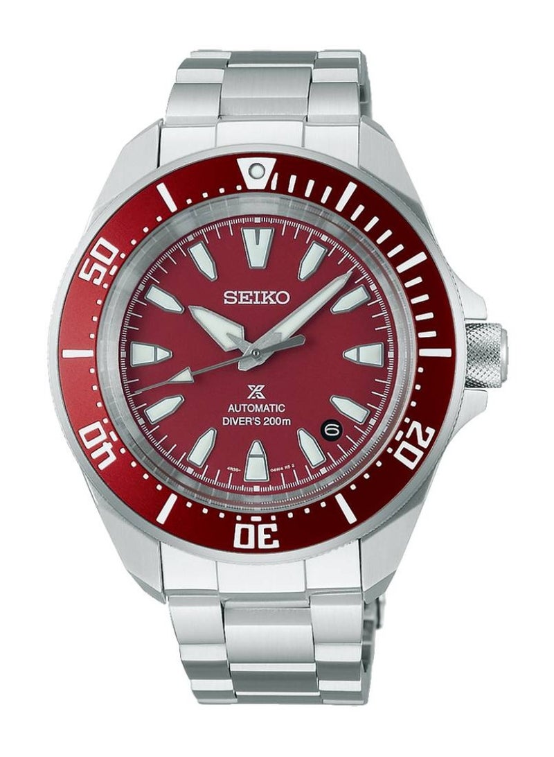 Seiko ساعة رجال أوتوماتيكية للغوص بعمق 200م بقرص أحمر من ستانلس ستيل SRPL11K1 - Image 1