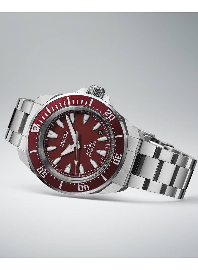 Seiko ساعة رجال أوتوماتيكية للغوص بعمق 200م بقرص أحمر من ستانلس ستيل SRPL11K1 - Image 2