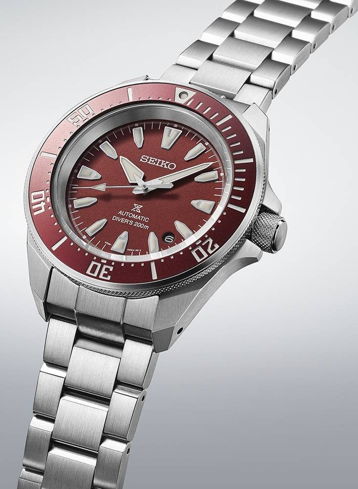 Seiko ساعة رجال أوتوماتيكية للغوص بعمق 200م بقرص أحمر من ستانلس ستيل SRPL11K1 - Image 3